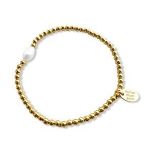 Armband Perlenarmband Süßwasserperlen 925er Sterlingsilber 24 Karat vergoldet elegant schlicht Echtsilber Perlen weiß Bild 2