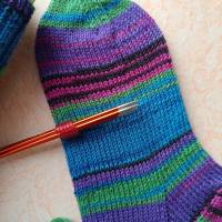 Wollsocken, handgestrickte Socken, Gr 40/41, gestrickte Socken, lila - grün - türkis Bild 6