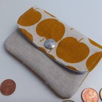 Hosentaschen Portmonee, kleiner Geldbeutel, Geldbörse, Mini Börse curry beige Äpfel Bild 10