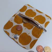 Hosentaschen Portmonee, kleiner Geldbeutel, Geldbörse, Mini Börse curry beige Äpfel Bild 8