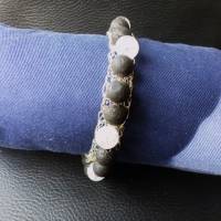Zauberhaftes Flecht-Armband aus Silberdraht von Hand gehäkelt mit braunen Lava- und Bergkristall-Perlen, Magnetverschluß Bild 5