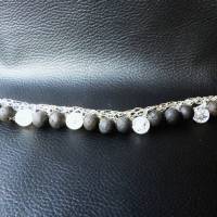 Zauberhaftes Flecht-Armband aus Silberdraht von Hand gehäkelt mit braunen Lava- und Bergkristall-Perlen, Magnetverschluß Bild 7