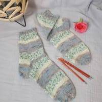 Handgestrickte Socken Gr. 38/39 Wollsocken Damen Kuschelsocken Markenwolle Wollstrümpfe Geschenke zum Muttertag Bild 3