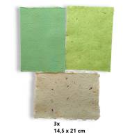 12 teiliges Set handgeschöpftes Papier grün, Kartengestaltung, Scrapbooking, recycelt, Upcycling, Papierpaket Bild 3