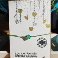 Glücksbringer Armband mit Murano Glasperle, auf hübscher Glückskarte angebracht Bild 2