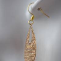 Tropfen filigrane Ohrringe Gold, Ornament Ohrringe, Boho hängende Ohrringe, leichte Ohrringe, 18k vergoldete Edelstahl O Bild 9