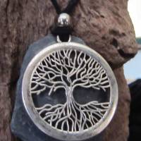 Ygddrasil Lebensbaum Halskette auf Schiefer mit Edelstahlperle Bild 10