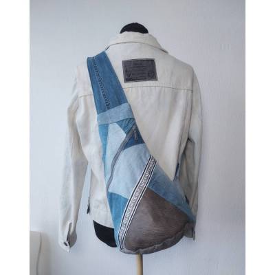 Crossbody Bag Rucksack Handtasche aus Jeans/Leder