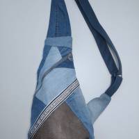 Crossbody Bag Rucksack Handtasche aus Jeans/Leder Bild 2