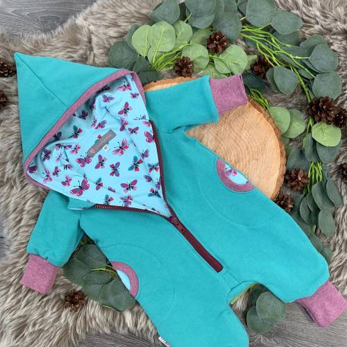 Baby Overall Gr. 62 Schmetterling Türkis lila