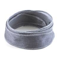 Crêpe Satin Seidenband Grau 1m 100% Seide handgenäht und handgefärbt Schmuckband Wickelarmband Bild 1