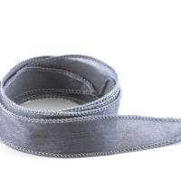 Crêpe Satin Seidenband Grau 1m 100% Seide handgenäht und handgefärbt Schmuckband Wickelarmband Bild 2