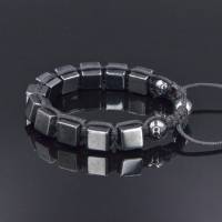 Herren Armband aus Edelsteinen magnetisches Hämatit mit Knotenverschluss, Makramee Armband Bild 3