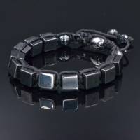Herren Armband aus Edelsteinen magnetisches Hämatit mit Knotenverschluss, Makramee Armband Bild 5