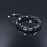 Herren Armband aus Edelsteinen magnetisches Hämatit mit Knotenverschluss, Makramee Armband Bild 7