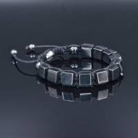 Herren Armband aus Edelsteinen magnetisches Hämatit mit Knotenverschluss, Makramee Armband Bild 8