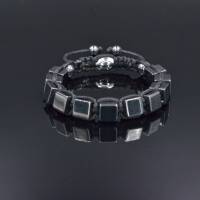 Herren Armband aus Edelsteinen magnetisches Hämatit mit Knotenverschluss, Makramee Armband Bild 9