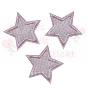 3 Sterne im Set in rosa   Applikation  Aufnäher bügelbild bügelbilder stoffapplikation stern vichykaro Bild 1