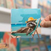 Strandurlaub, Fine Art Print vom Original, 10x10 cm, auf Wunsch mit Bilderrahmen Bild 2