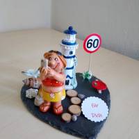 Geldgeschenk 60 - Geburtstag - relaxen - Strand Leuchtturm - Meer - - Rente Freizeit für die Frau Bild 1