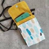 Handytasche zum Umhängen aus Stoff, kleine Handtasche mit 2 Fächern Bild 1