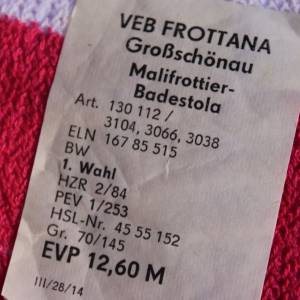 VEB Frottana Badestola Badetuch | 70 x 145 cm | pink rot weiß geblümt | UNBENUTZT | 80er Jahre DDR Bild 6