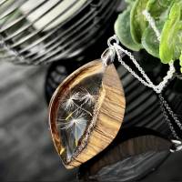 Pusteblumen Anhänger aus Harz und Olivenholz mit einer Sterlingssilber Halskette ,Glücksbringer, Geburtstag Bild 4