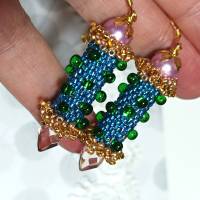 Ohrringe blau grün flieder Glasperlen handgemacht Silber vergoldet marinelook Bild 4