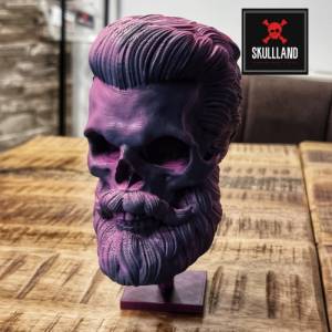 Barber SKULL | TOTENKOPF mit Bart bearded farbwechselnd schwarz/pink Bild 1