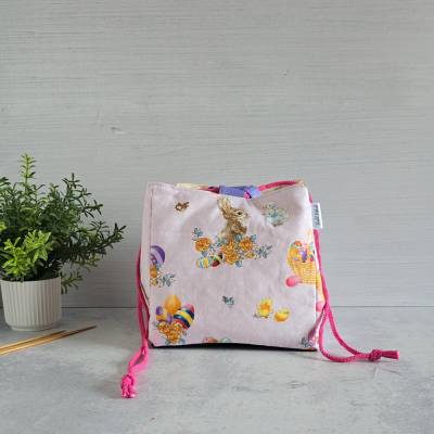Projekttasche für Stricken | Ostern | Bobbeltasche | Japanische Reistasche | besondere Stricktasche | Projekt Bag