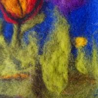 Filzkunst, Filzblumen, Osterbild, gefilzt im 3-D- Bilderrahmen Bild 8