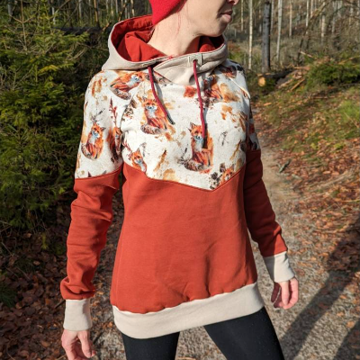 Damen Sweat Hoodie Teilung Fuchs Übergröße Sondergröße 32-52 handmade genäht Sweatshirt Pullover