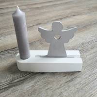 Kerzenhalter mit Einschieber / Kerzensockel mit Einschieber / grauer Engeleinschieber / Engelslicht / Kerze grau Bild 2
