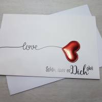 Schön, dass es Dich gibt - love - Faltkarte mit Umschlag. Hübsch verziert mit einem Herz Bild 2