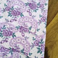 Kissenbezug Bauernbettwäsche, Rosen Blätter Punkte in lila weiß grün, Wäschestoff Bauernstoff, Vintage Landhausstil Bild 4