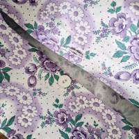 Kissenbezug Bauernbettwäsche, Rosen Blätter Punkte in lila weiß grün, Wäschestoff Bauernstoff, Vintage Landhausstil Bild 5