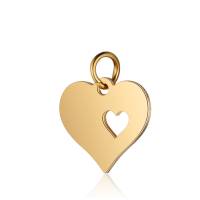 Edelstahl-Anhänger Herz 12mm Gold mit Bindering für Armbänder, Ketten, Schlüsselanhänger Bild 1