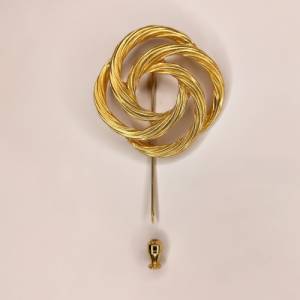 Goldfarbende Vintage Nadelbrosche aus den 80er / 90er Jahren, Nadel Pin Modeschmuck Bild 1