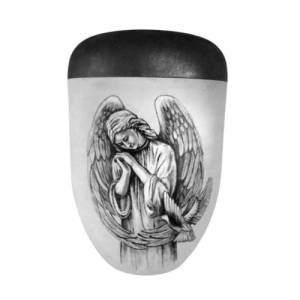 Urne mit Engel, Künstler Urne, handbemalte Bio Urne, Urne für Asche, Beerdigung Urne Bild 1