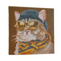 Original Mini Gemälde, handgemalt, Acrylbild, 10x10 cm, Katze, Einzelstück, mit Bilderrahmen Bild 5