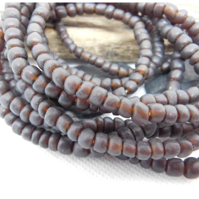 Java-Glasperlen - indo-pazifische Glasperlen - dunkelbraun halbtransparent - ca. 6mm - Strang ca. 60cm  - #13
