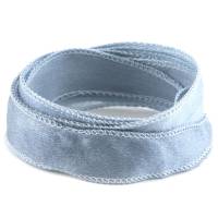 Crêpe Satin Seidenband Eisblau 1m 100% Seide handgenäht und handgefärbt Schmuckband Wickelarmband Bild 1