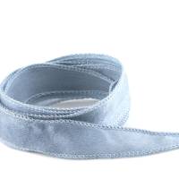 Crêpe Satin Seidenband Eisblau 1m 100% Seide handgenäht und handgefärbt Schmuckband Wickelarmband Bild 2