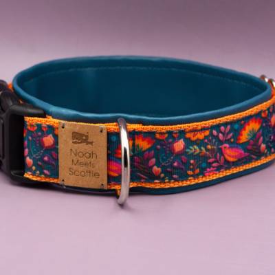 Hundehalsband oder Hundegeschirr IRIS, mit Vögeln und Blumen