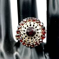 925 Silber Blüten Granat Ring 50er Jahre RG56 Bild 5