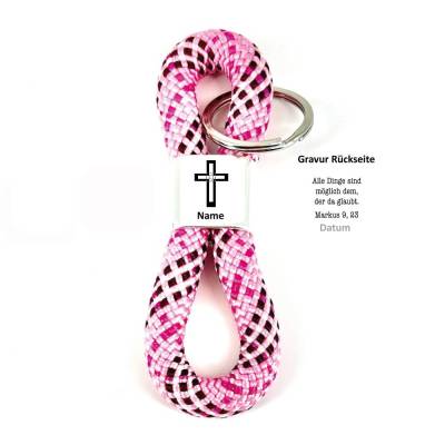 Personalisierter Schlüsselanhänger mit Name, Kreuz & Psalm – Geschenk zur Konfirmation & Firmung