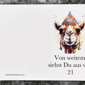 Von Weitem Siehst Du Aus Wie 21 | Lustige Geburtstagskarte | Kamelmotiv |  Einzigartige Geschenkidee, Humorvolle Karte | Bild 2