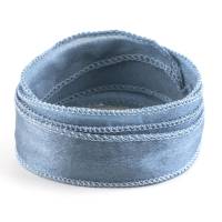 Crêpe Satin Seidenband Taubenblau 1m 100% Seide handgenäht und handgefärbt Schmuckband Wickelarmband Bild 1