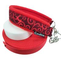 Hundehalsband Wirbelwind Rot Größe 42 cm mit Zugstopp Halsband bordeauxrot Fleece Bild 5