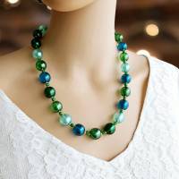 Statement Kette, klassische Perlenkette, Kette grün, türkis, petrol Bild 8